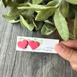2/$15 Handmade- Large Heart Stud